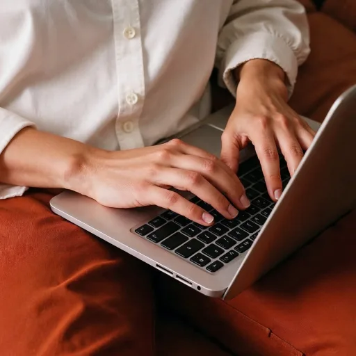 Close-up of hands typing on a laptop keyboard, representing order management.